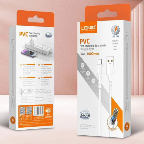 کابل شارژر آیفونی فست شارژ Ldnio LS841 25w 1m