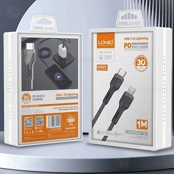 کابل لایتنینگ به Type C الدینیو LDNIO LC641i PD65W طول 1 متر توان 30 وات